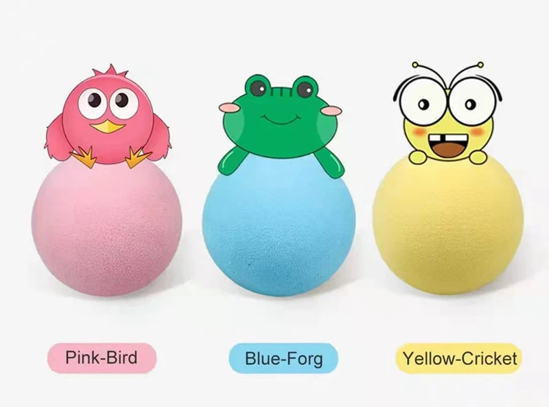 Interactive Cat Ball Toy with Touch Sounds and Catnip Compartment
