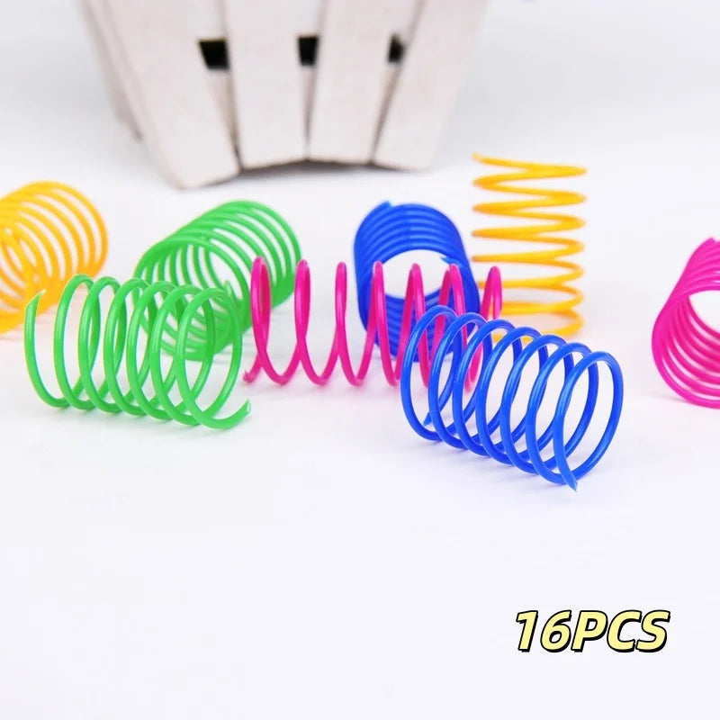 Cat Spring Toy – Colorful Interactive Plastic Cat Toy