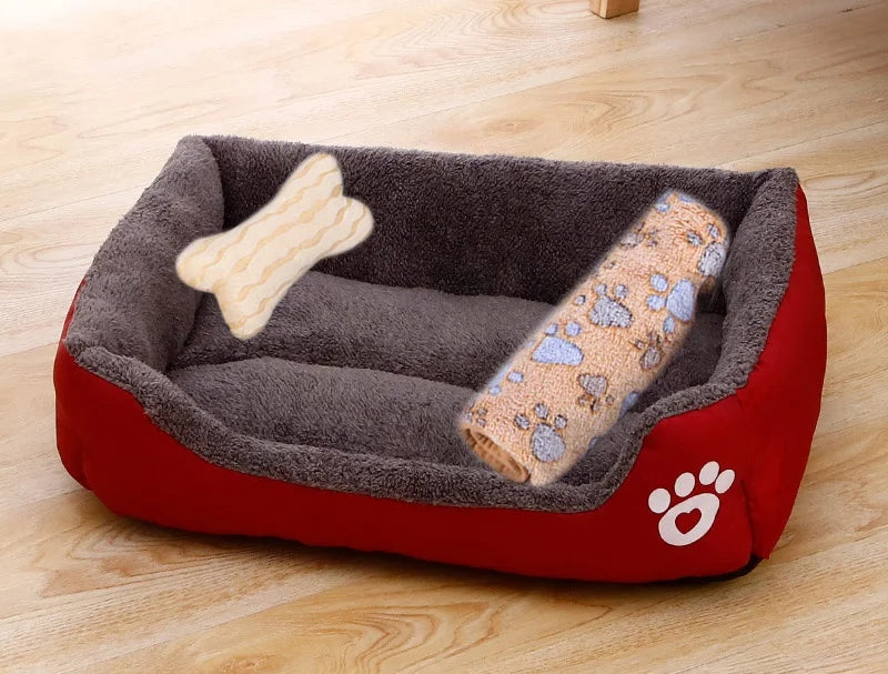 Large Dog Bed – Warm Square Pet Nest for Dogs & Cats