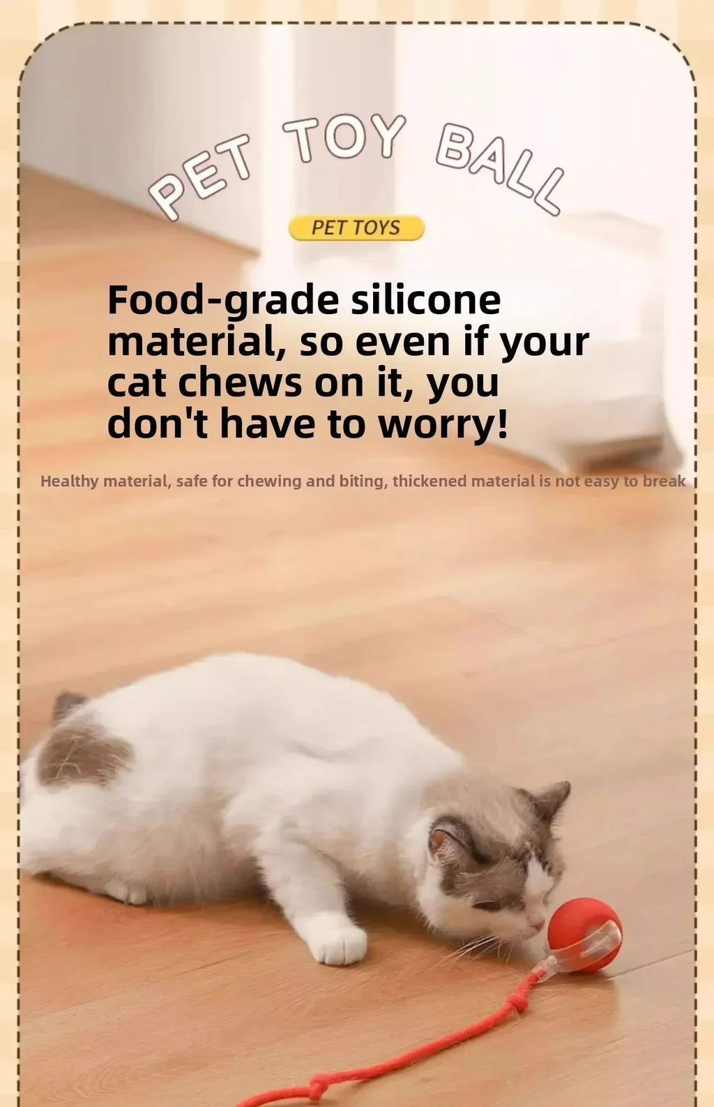 Smart Obstacle Avoidance Cat Ball Toy Adjustable Speed Electric Self Rolling Interactive Ball With Long Elastic Rope For Play