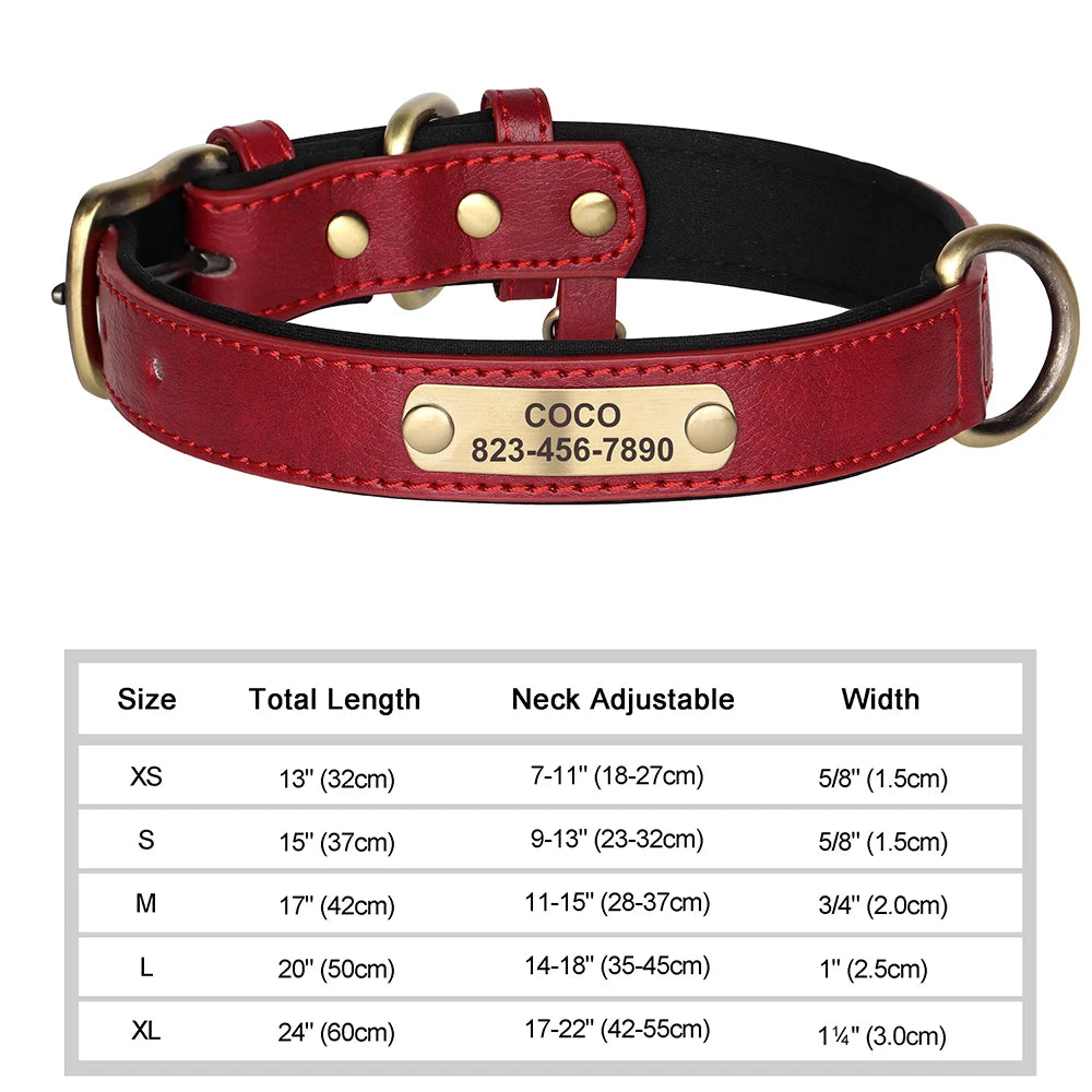 Personalized Dog Collar – Custom Engraved PU Leather ID Tag