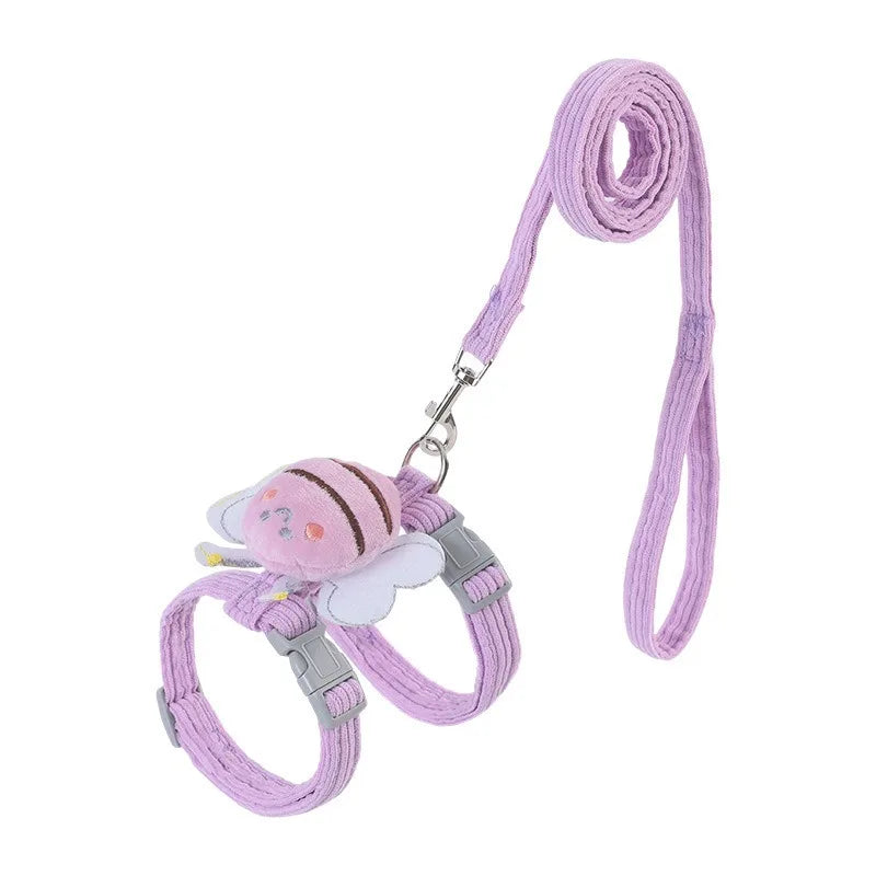Cat Harness and Leash Set – Adjustable Cartoon Bee Design