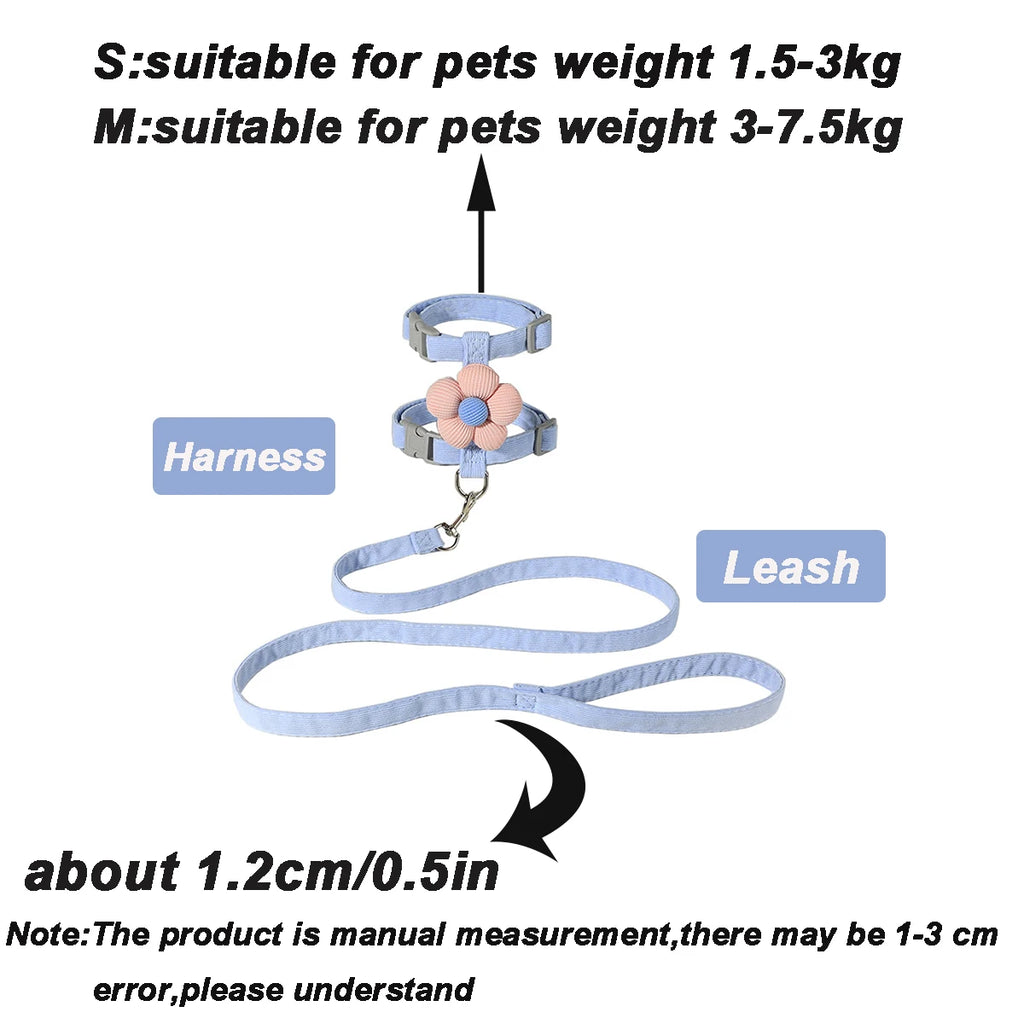 Cat Harness and Leash Set Adjustable Breathable Kitten Harness