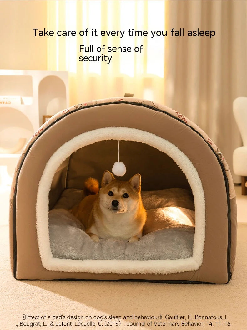 Large Dog House – Warm Washable Covered Bed for Dogs