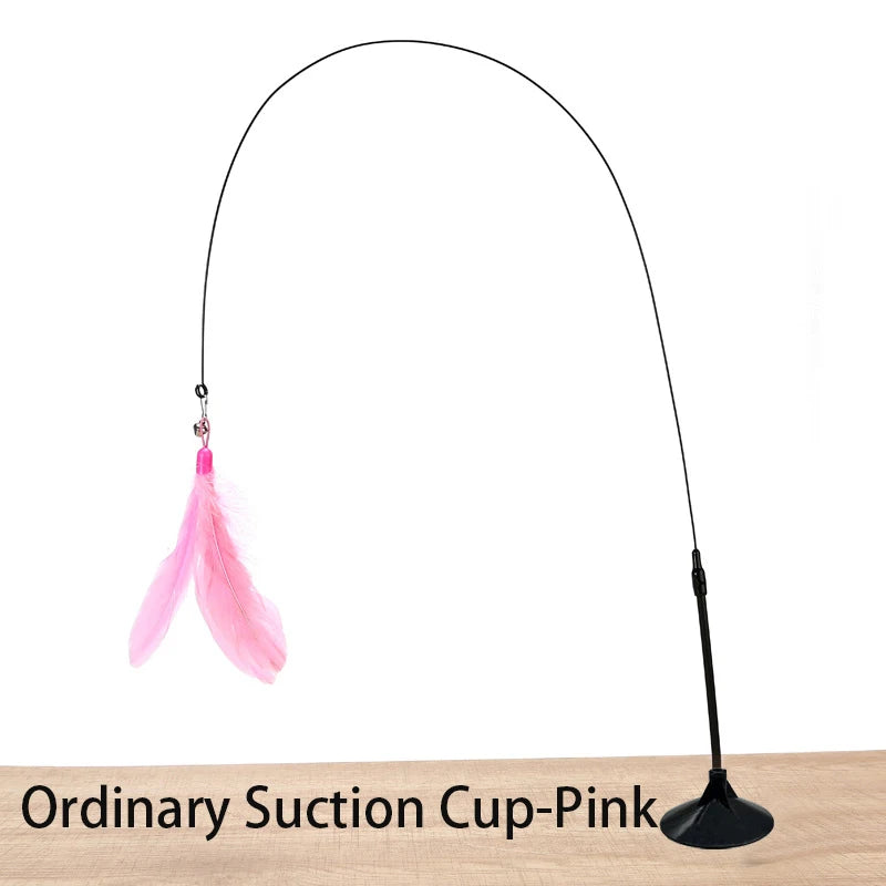 Interactive Cat Toy – Feather Teaser Wand with Suction Cup