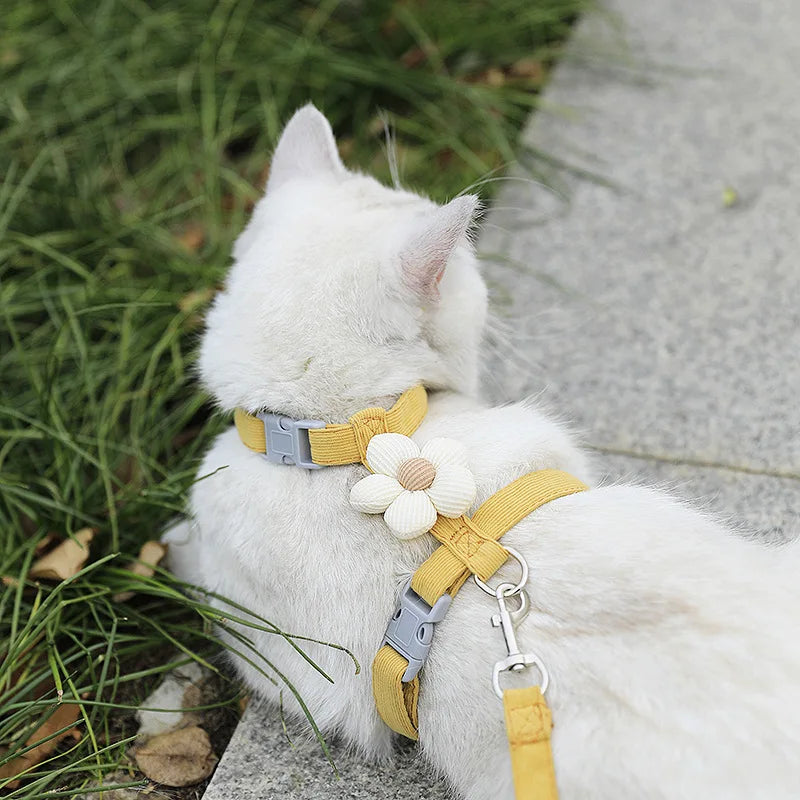 Cat Harness and Leash Set Adjustable Breathable Kitten Harness