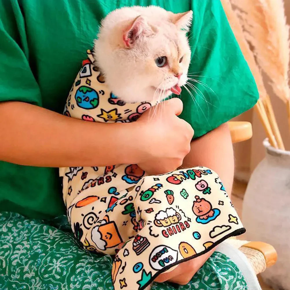 Cat Swaddle Wrap – Self-Adherent Anti-Scratch Grooming & Nail Clipping