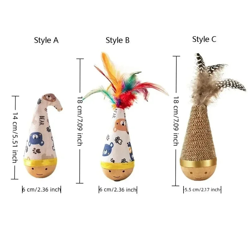 Cat Wobbler Toy – Interactive Wooden Tumbler