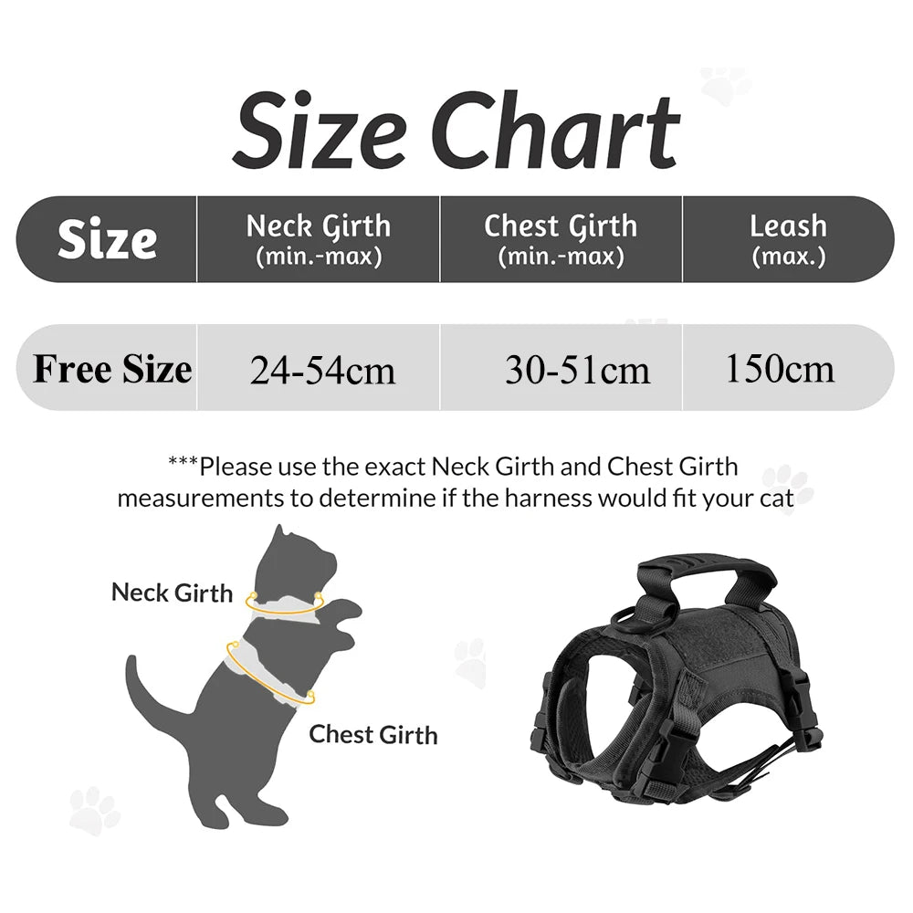 Tactical Cat Harness – Adjustable Soft Mesh Pet Vest
