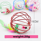 Cat Mouse Toy in Cage, Interactive Chase Toy for Indoor Cats