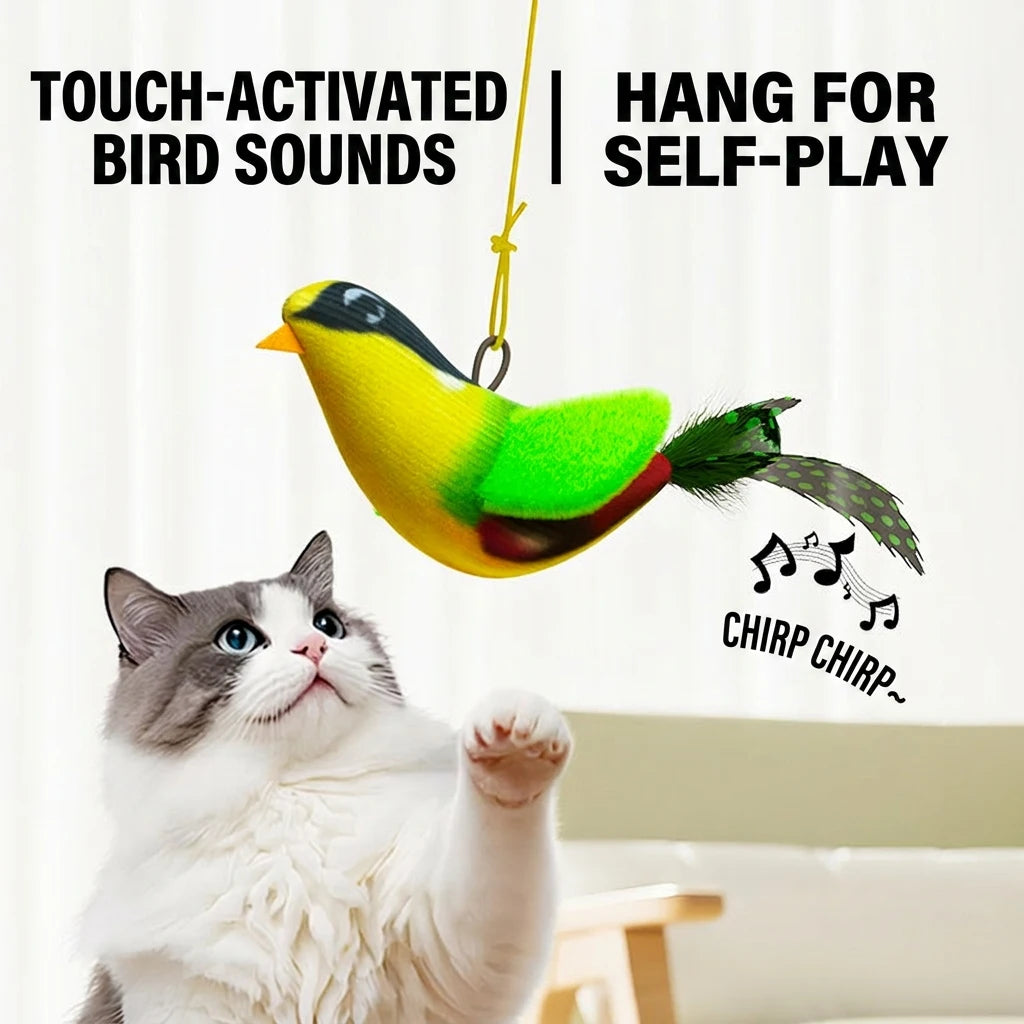 Interactive Bird Cat Toy – Plush Hanging Teaser Toy for Indoor Cats