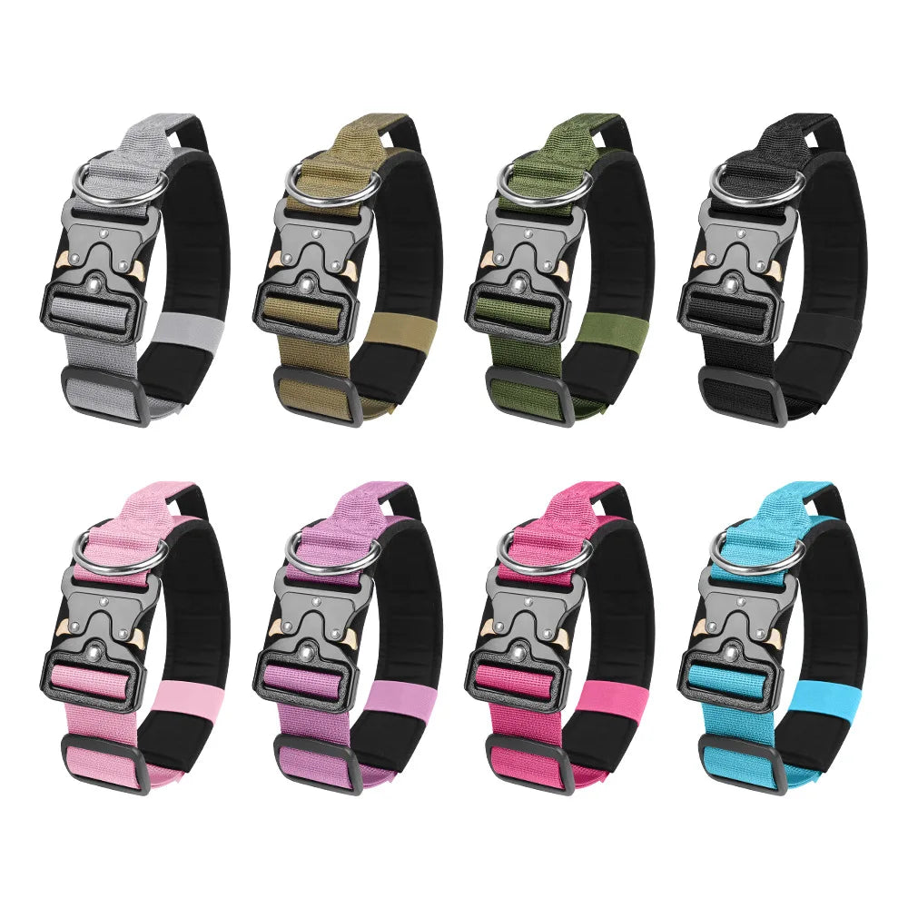 Tactical Dog Collar for Medium & Large Dogs, Padded Adjustable