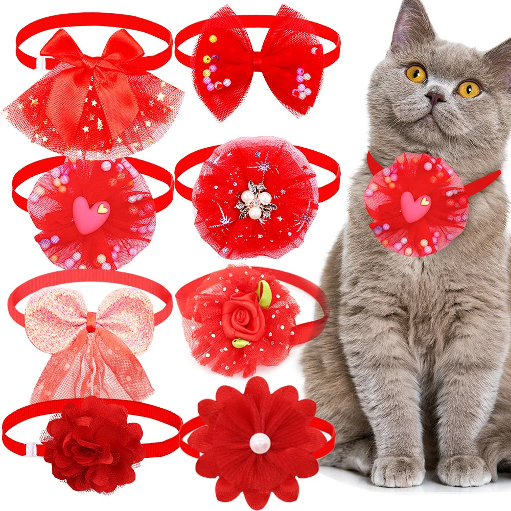 Pet Bow Collar Adjustable Lace Dog & Cat Necktie Set