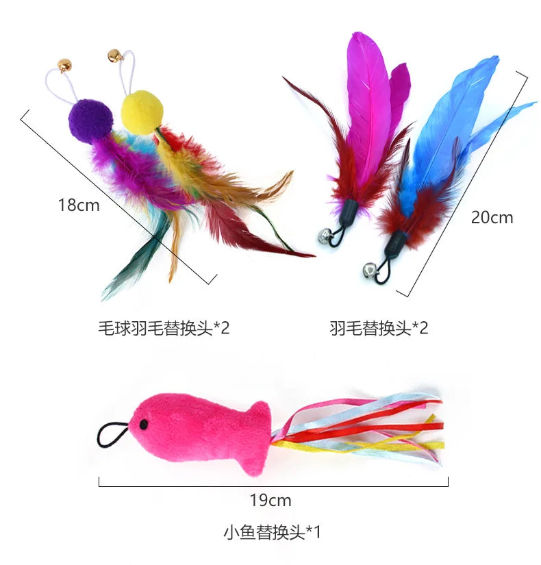 9 Pack Cat Feather Toy Replacement Heads for Interactive Play