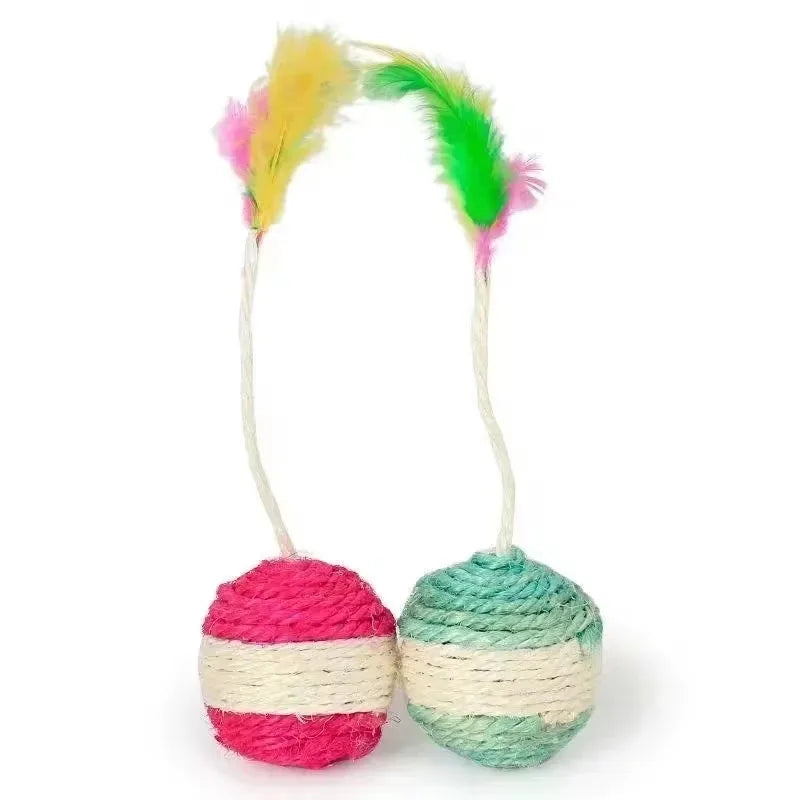 Cat Scratching Ball – Sisal Interactive Cat Toy with Feather
