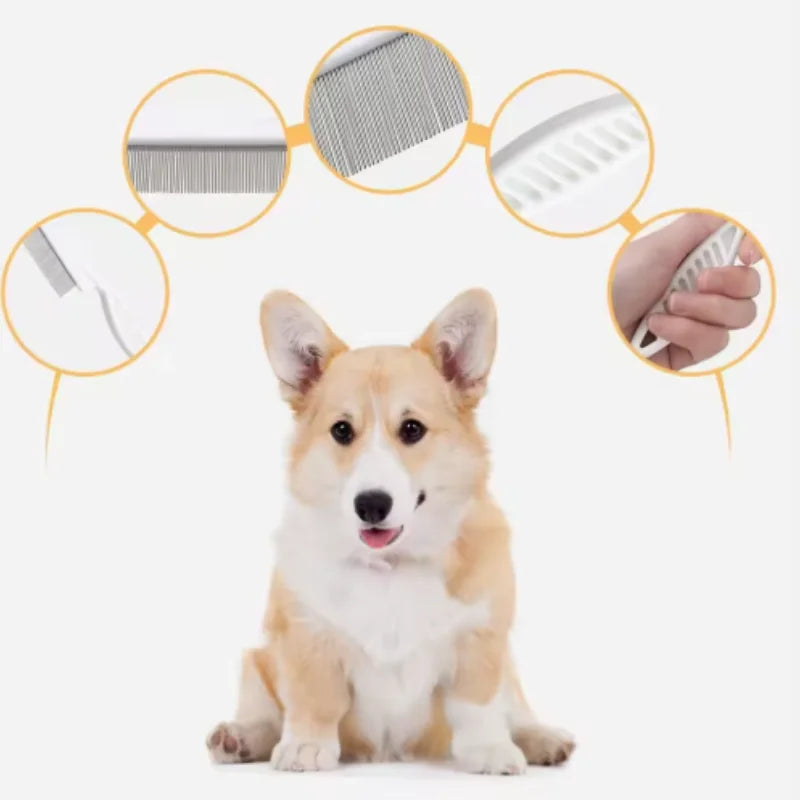 Flea Comb for Dogs Stainless Steel Pet Hair Grooming Brush
