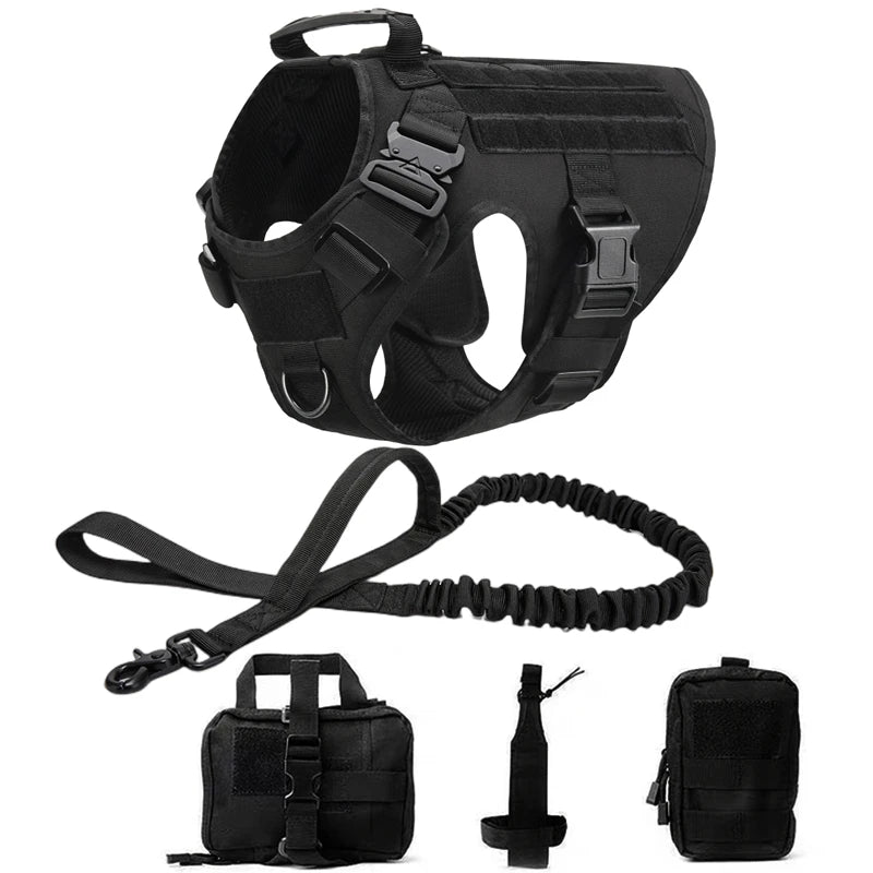 Tactical Dog Harness – 1000D Nylon Vest With Leash Set