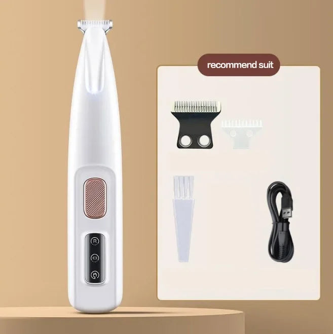 Dog Paw Trimmer with LED Light – Waterproof Rechargeable Dog Clipper
