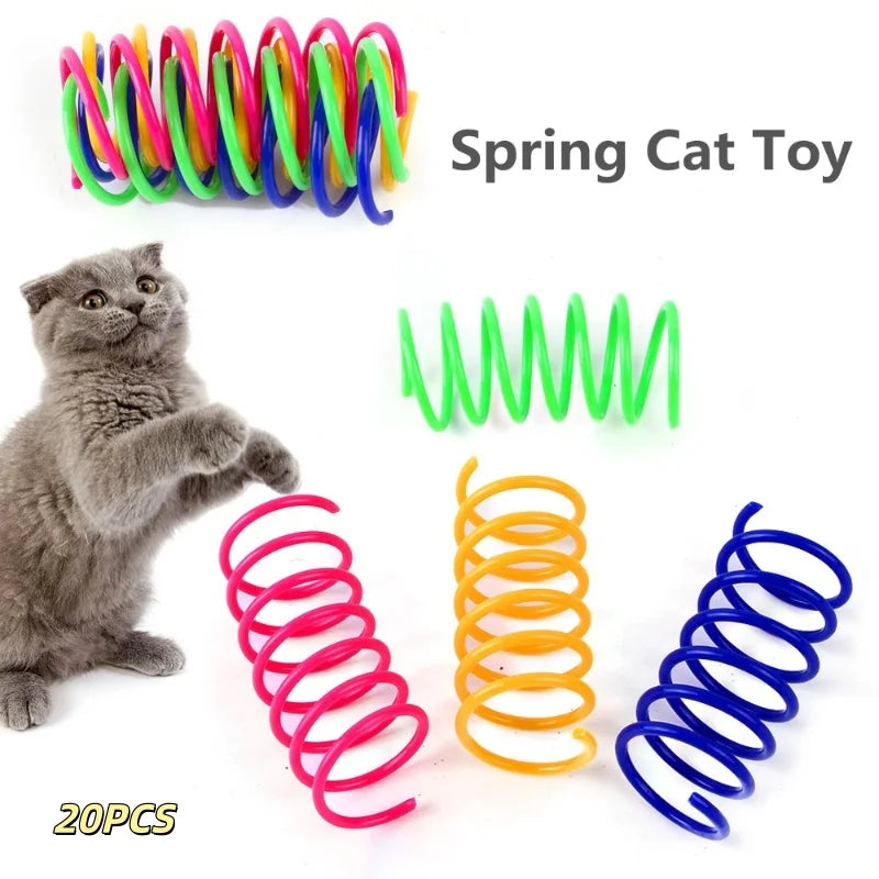 Cat Spring Toy – Colorful Interactive Plastic Cat Toy