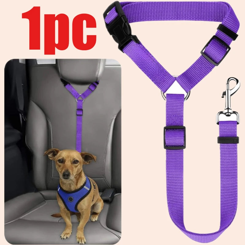 Dog Car Seat Belt – Adjustable Nylon Pet Safety Leash