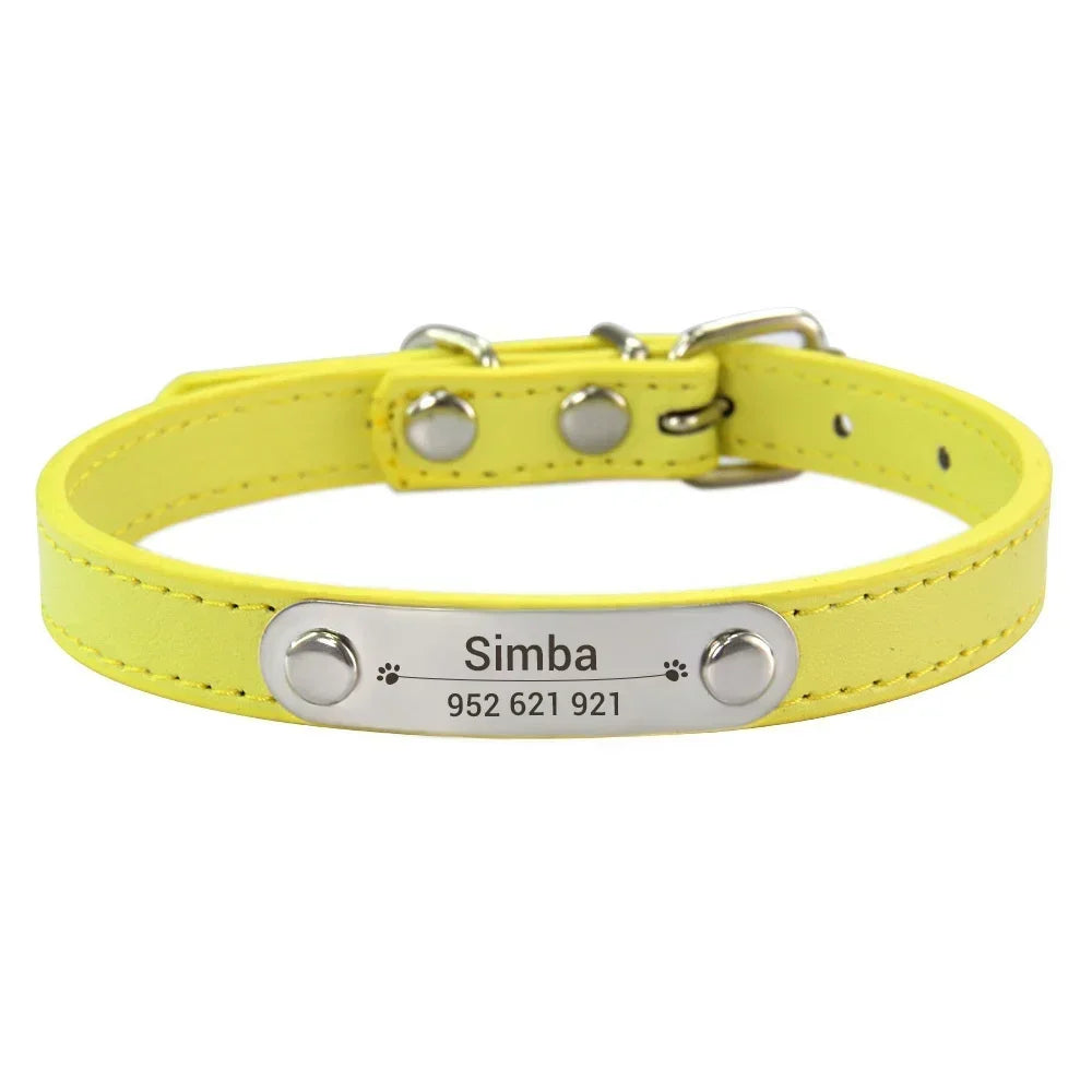 Personalized Dog Collar – Engraved Leather Pet ID Collar