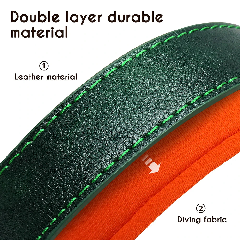 Personalized Dog Collar, Adjustable Padded PU Leather Collar