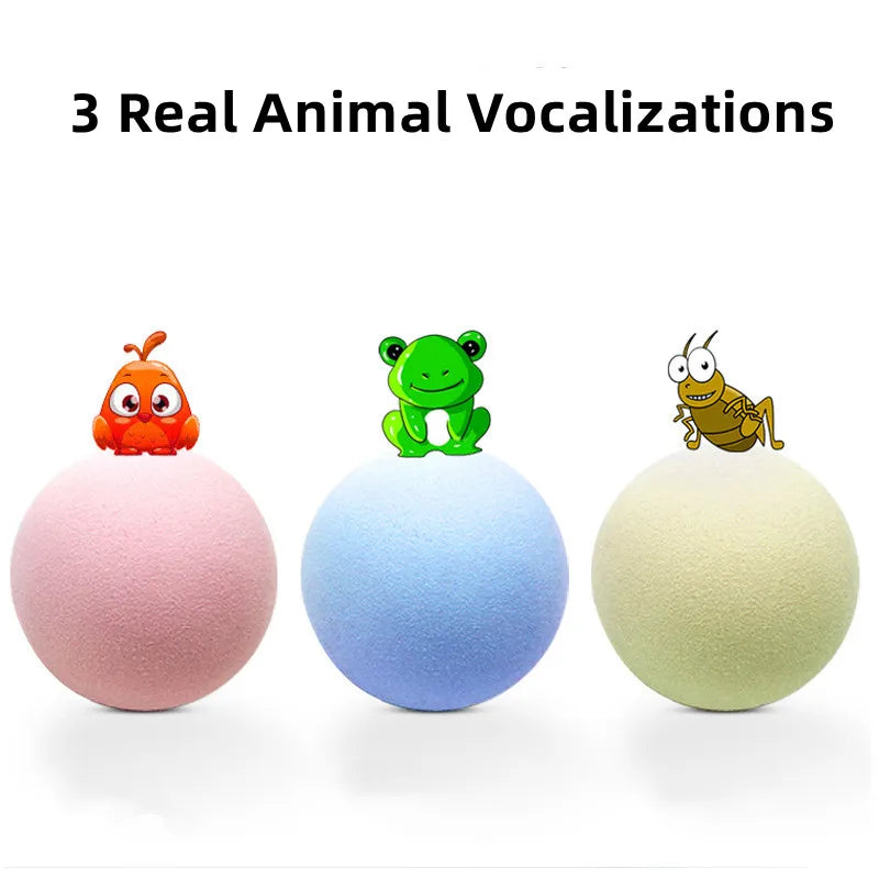 Interactive Cat Ball Toy – Plush Animal Sound Toy