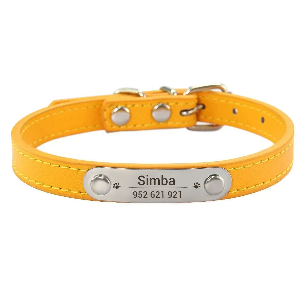 Personalized Dog Collar – Engraved Leather Pet ID Collar