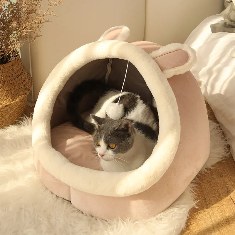 Enclosed Cat Bed, Foldable Washable Sleeping Cave for Small Pets