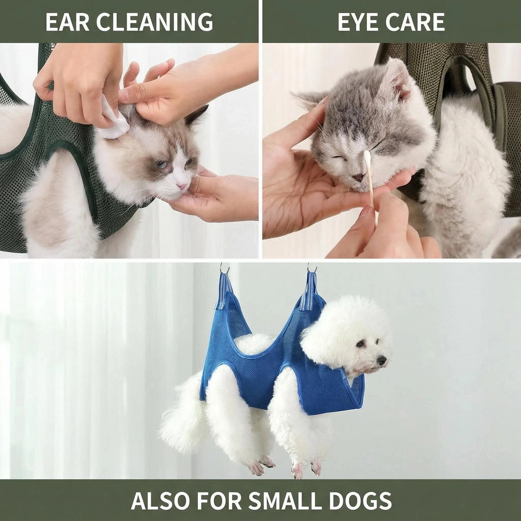 Pet Grooming Hammock – Adjustable Cat & Dog Nail Trimming Sling