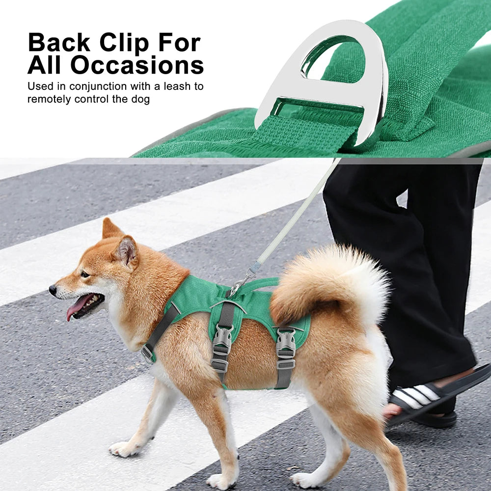Reflective Dog Harness, Adjustable Nylon Vest with Handle