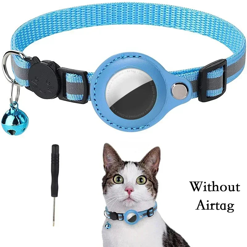 AirTag Cat Collar with Reflective Holder, Bell & Adjustable Fit