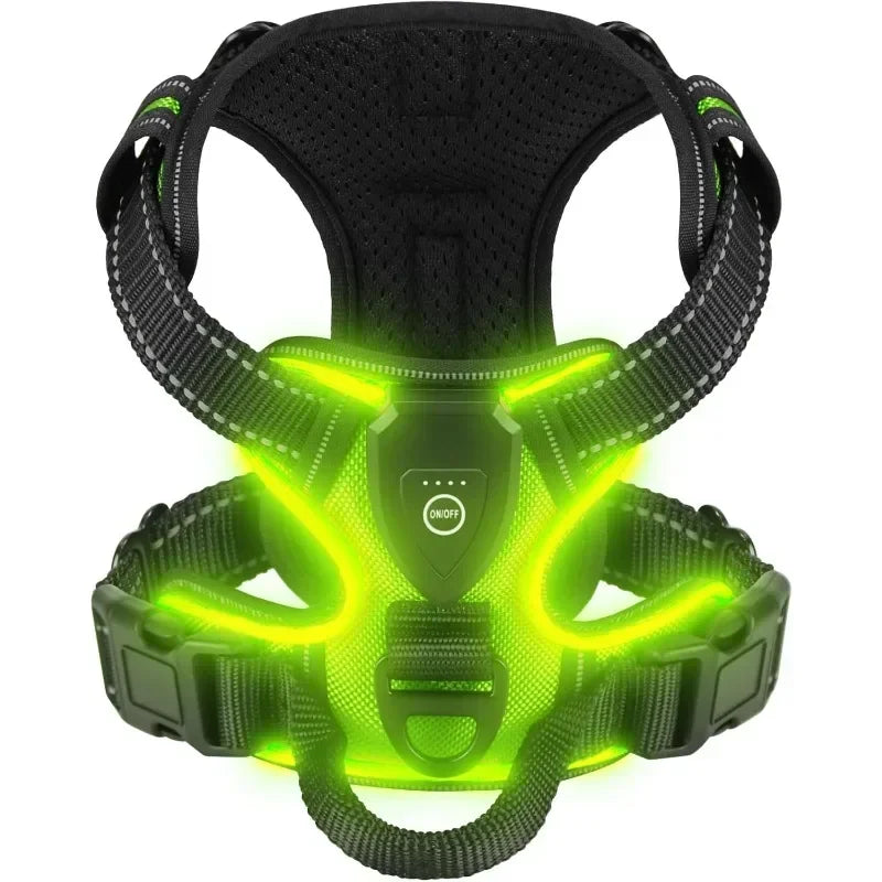 LED Dog Harness, Rechargeable Light Up Vest for Walking