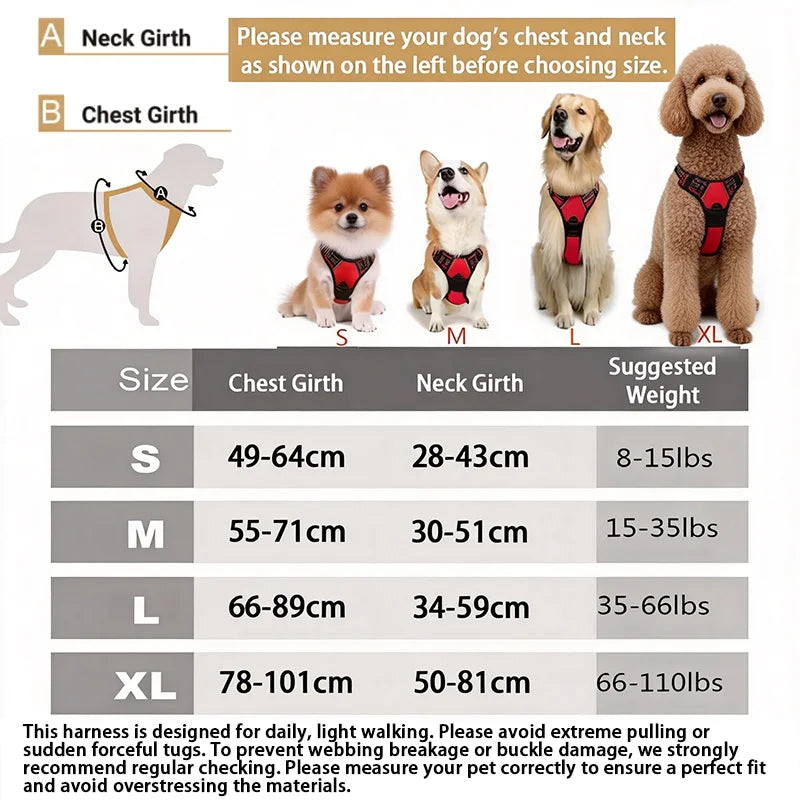 No Pull Dog Harness – Front Clip Reflective Vest for Large Dogs
