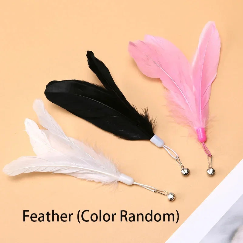 Cat Teaser Wand – Interactive Feather Toy with Bell & Suction Cup
