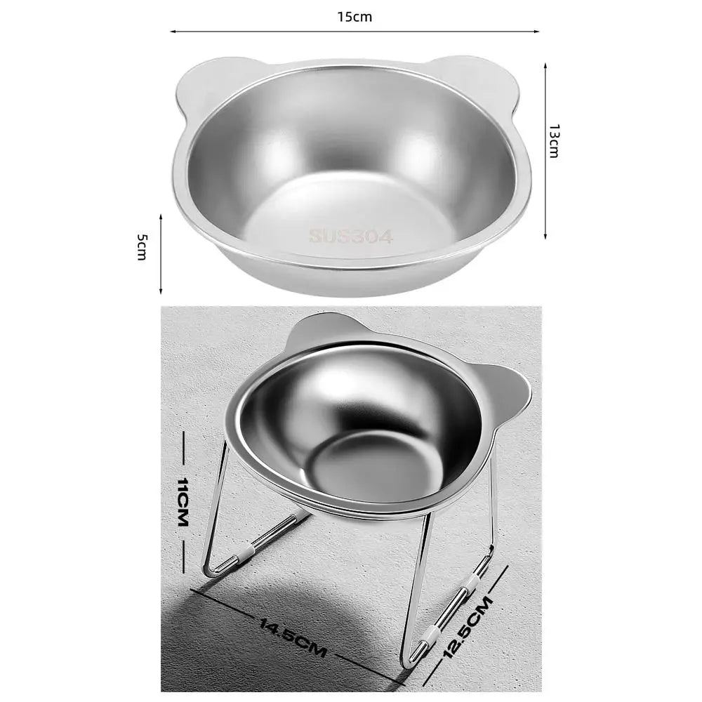 Elevated Cat Bowl – 15° Raised Stainless Steel Feeder