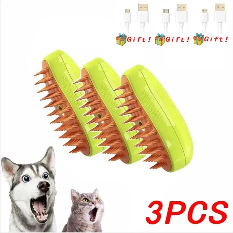 Cat Steam Brush 3-in-1 Pet Grooming Brush for Loose Hair & Tangles