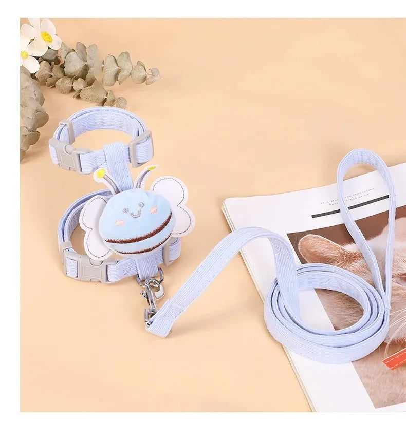 Cat Harness and Leash Set – Adjustable Cartoon Bee Design