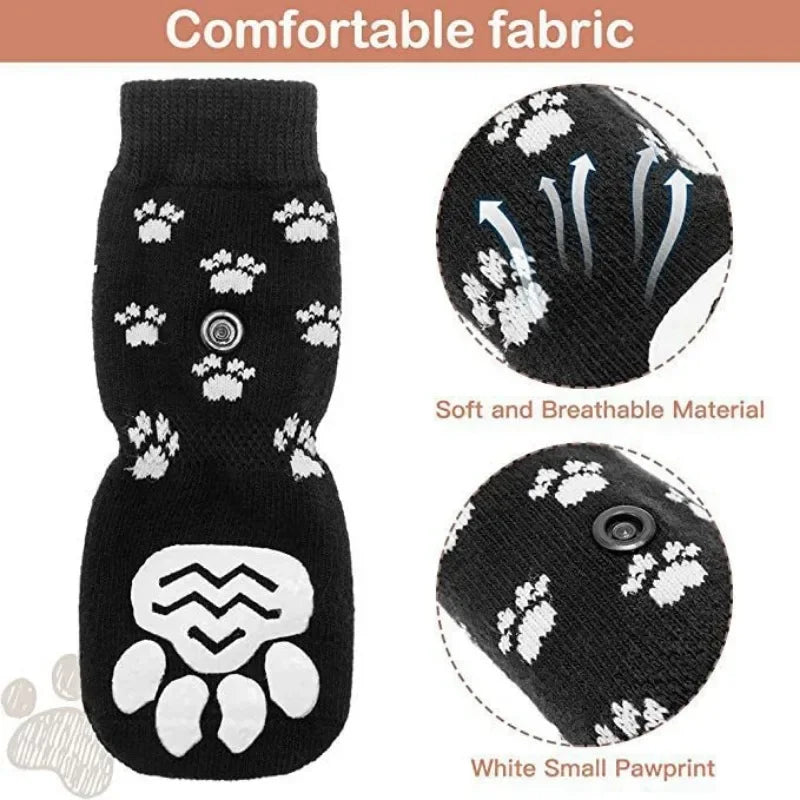 Dog Socks with Straps – Anti Slip Paw Protector for Indoor Floors