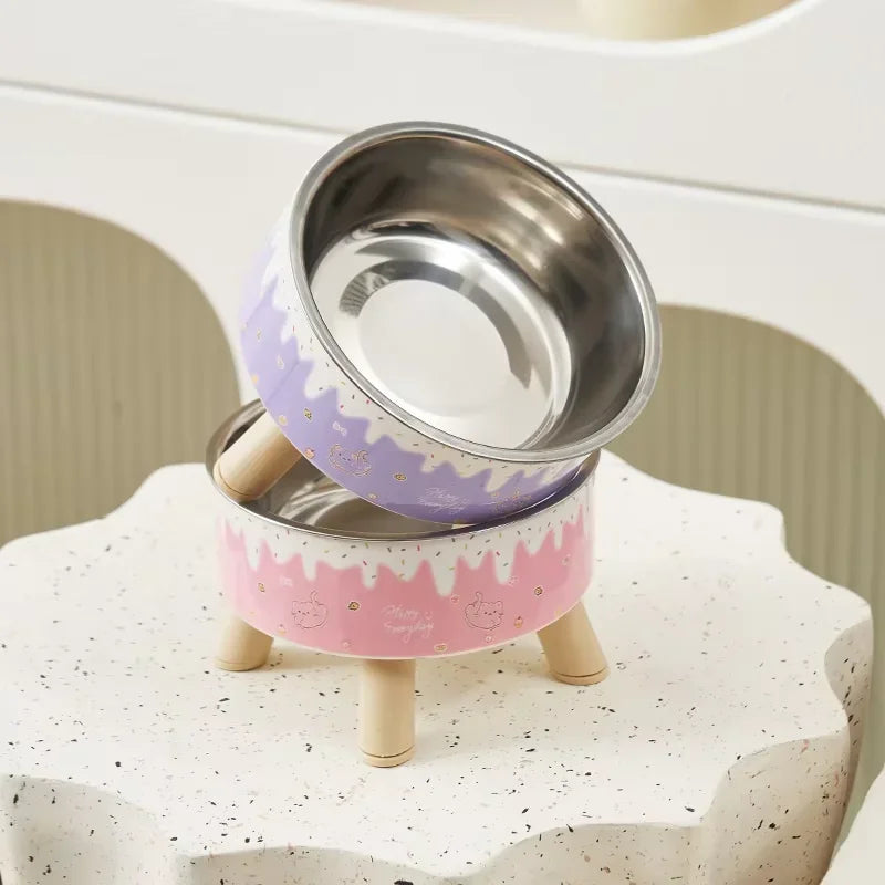 Elevated Cat Bowl Stainless Steel Raised Feeding Dish