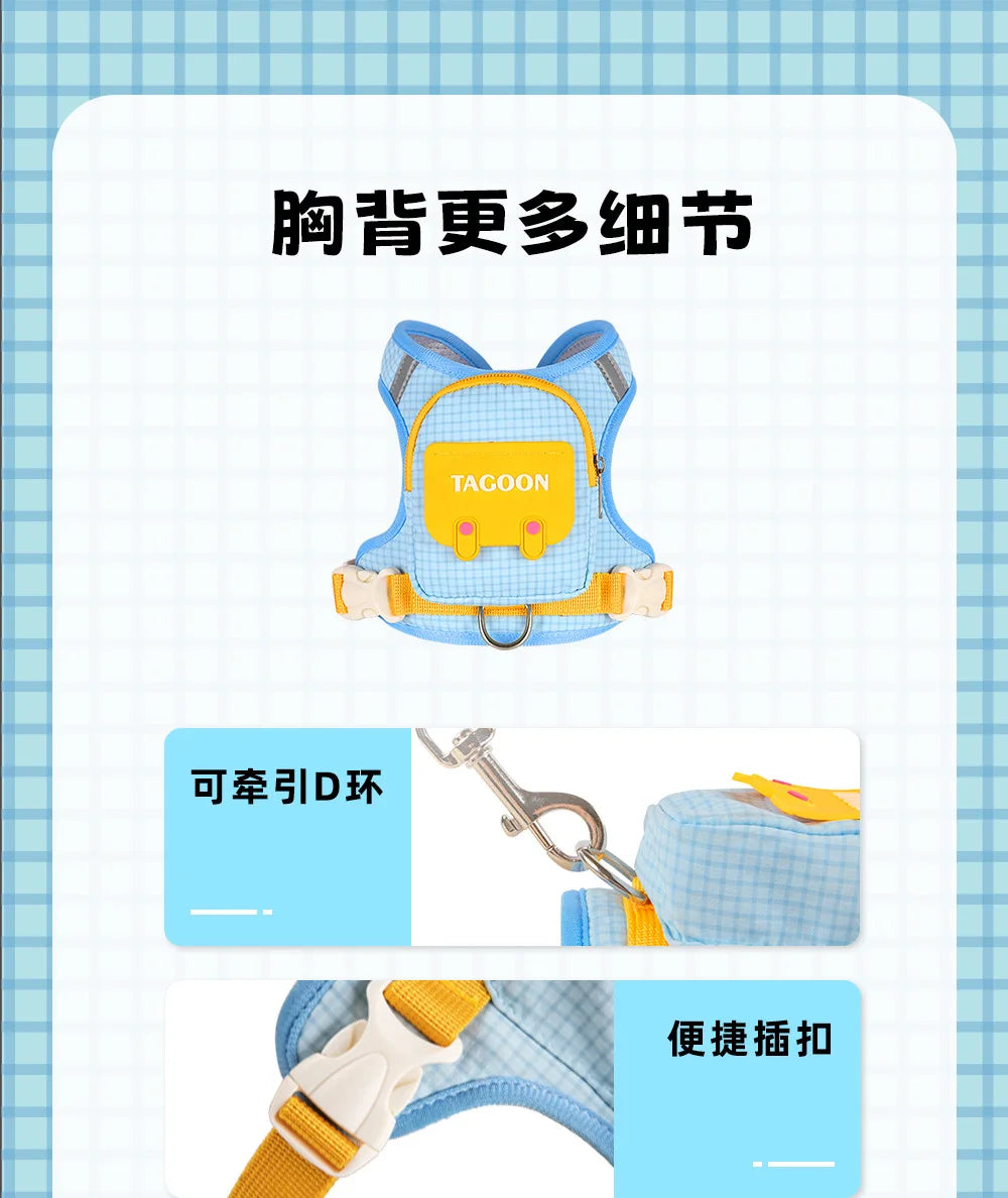 Adjustable Dog Harness – Plaid Vest for Small & Medium Dogs