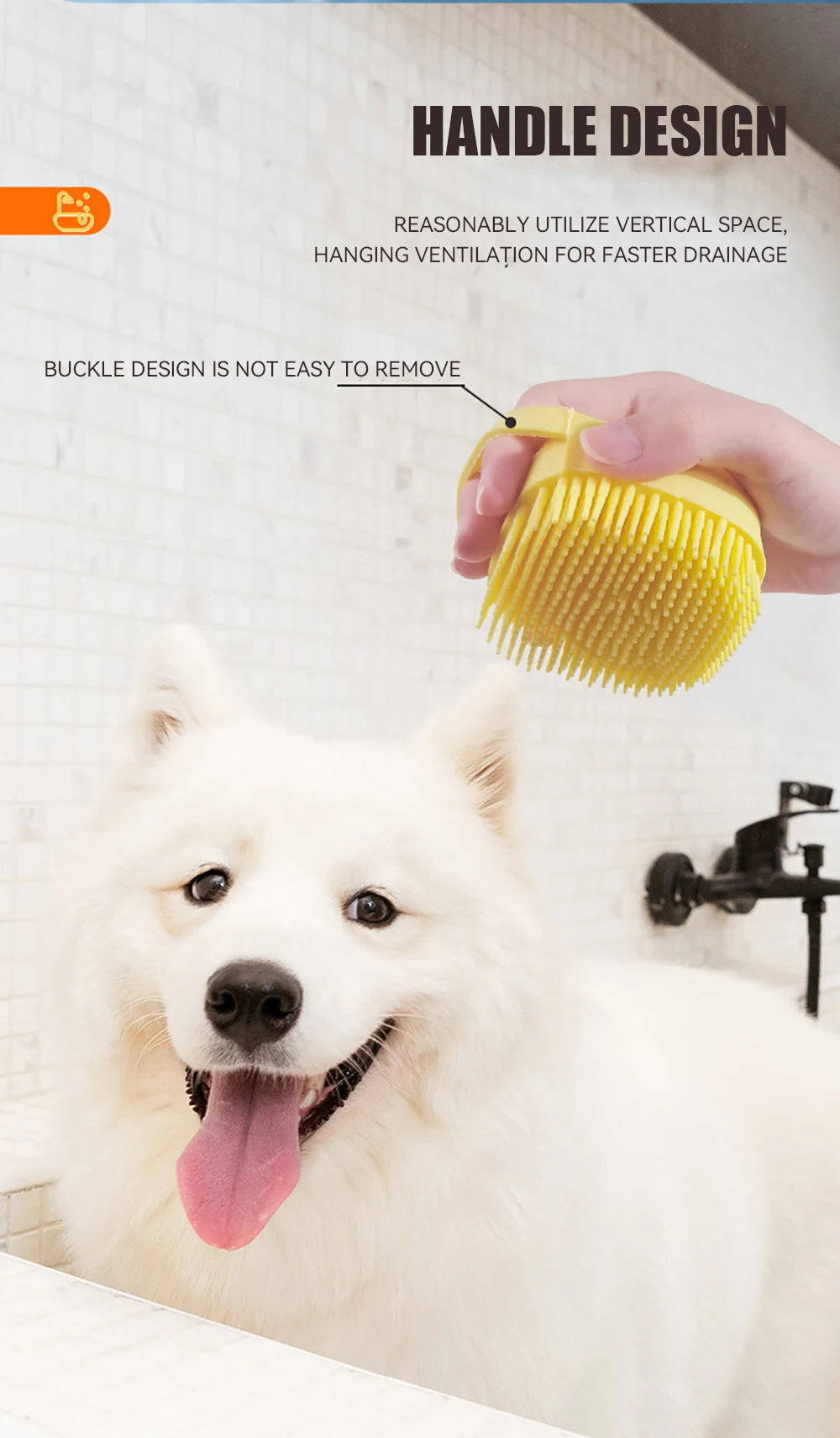 Dog Bath Brush Silicone Shampoo Dispenser Massage Scrubber