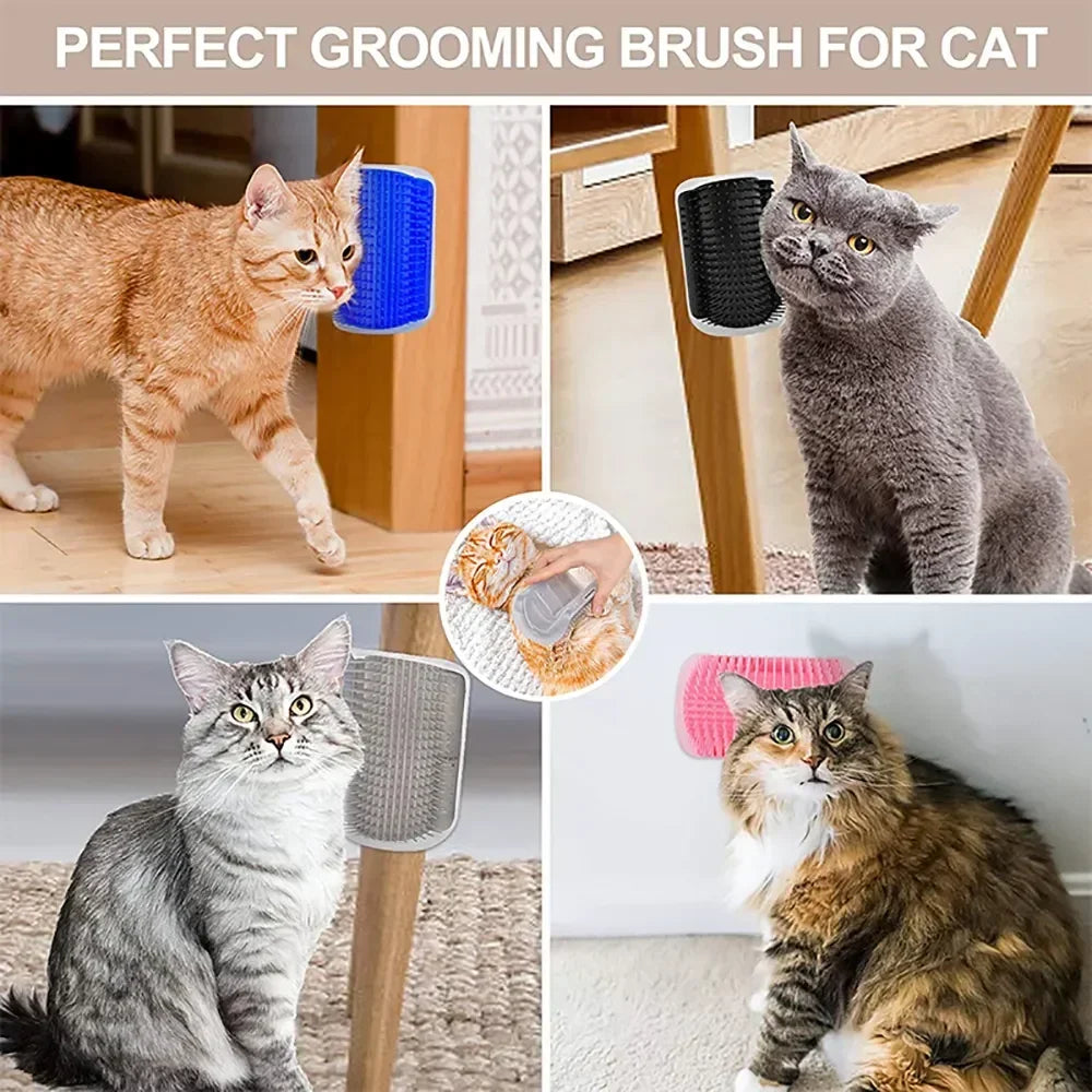 Cat Self Grooming Brush – Corner Massage Scratcher with Catnip