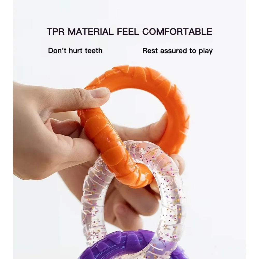 Dog Hollow Ball Toy Rubber Chew Toys for Dogs Cleaning Teeth Molar Bite Resistant Toy with Bell Puppy Training Game