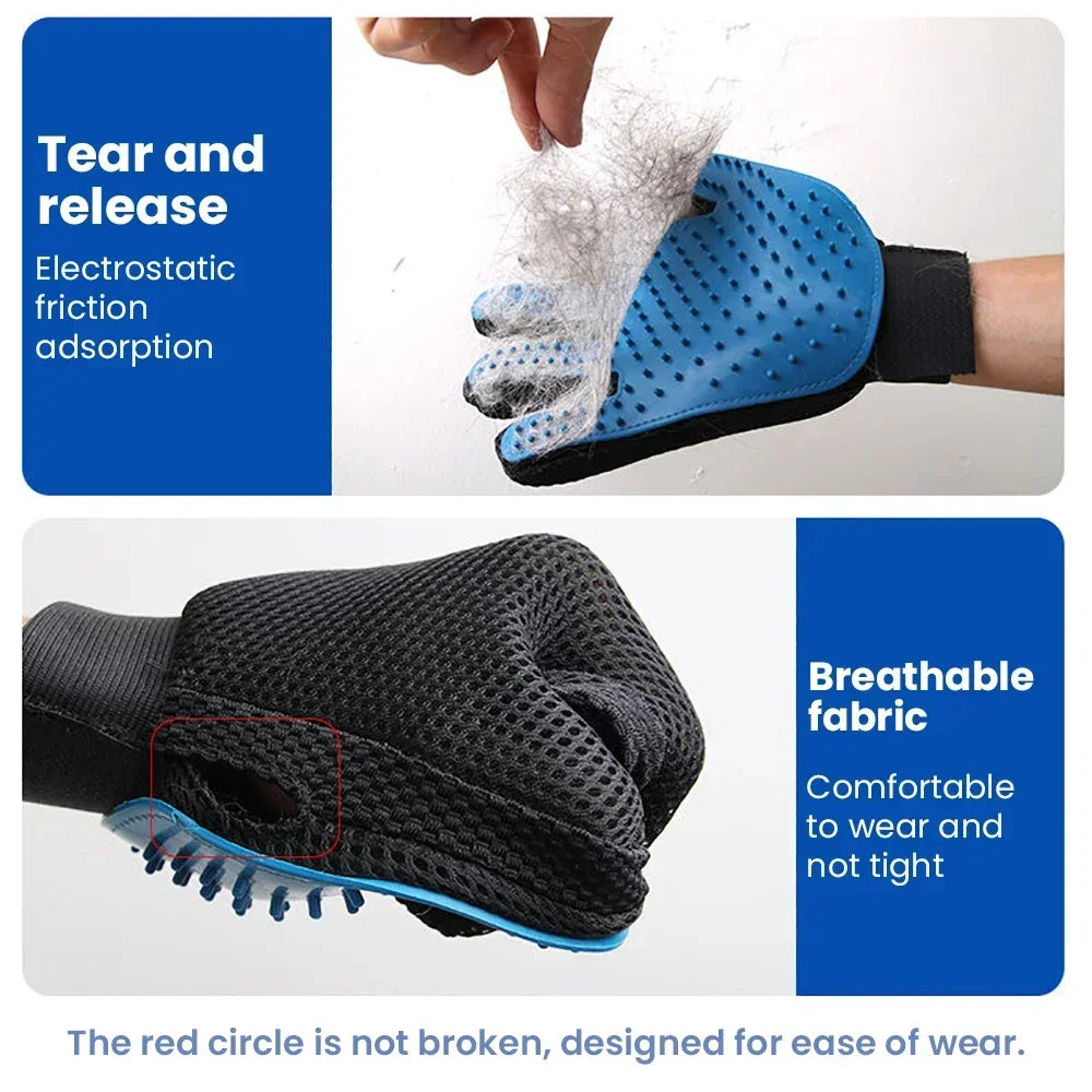 Cat Grooming Glove, Pet Hair Removal & Massage Brush for Cats and Dogs