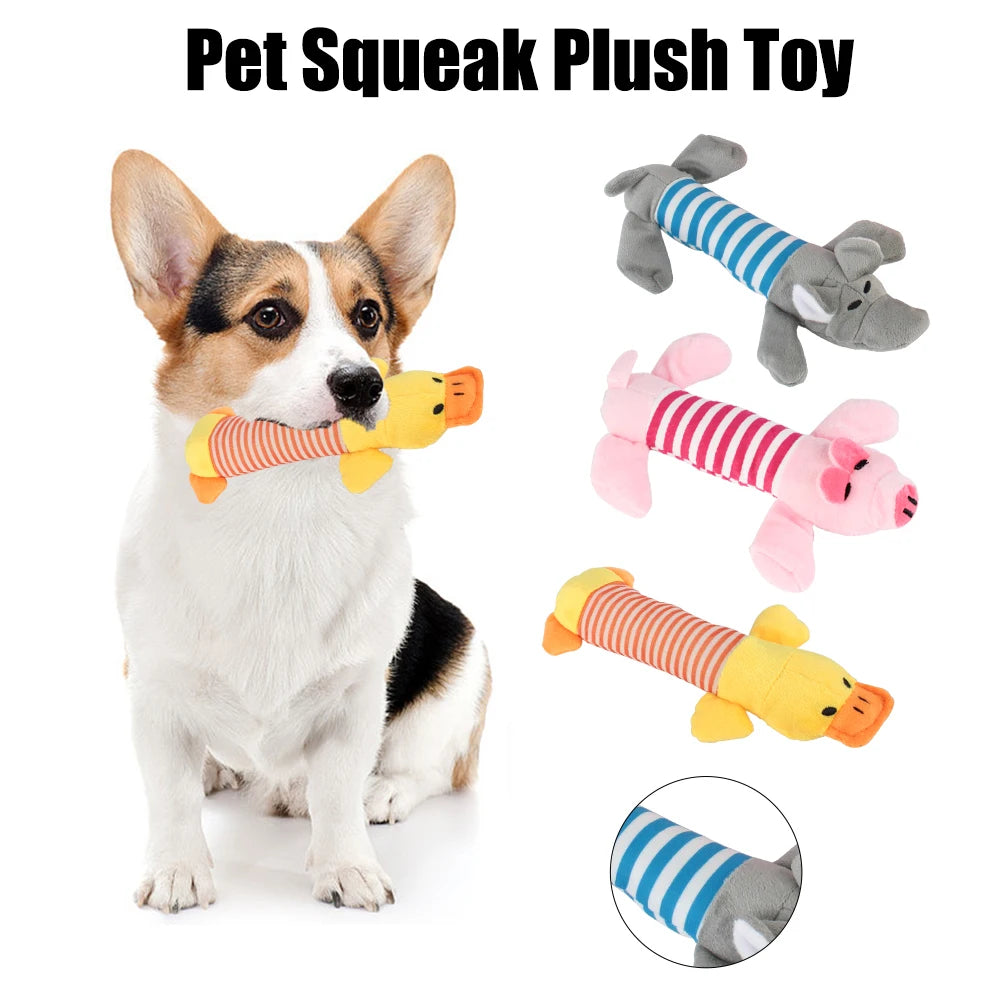 Squeaky Dog Toy Plush Elephant Duck Pig Interactive Toy