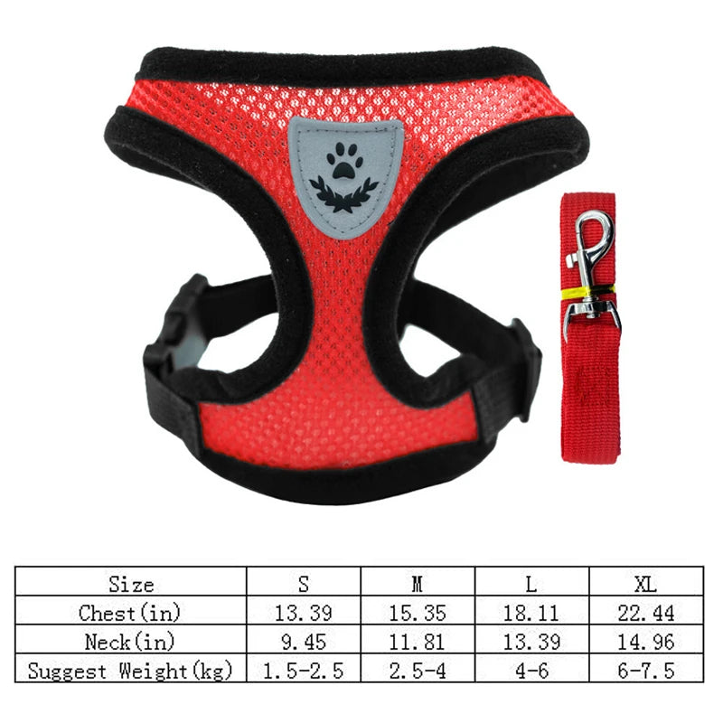 Adjustable Dog Harness Vest, Mesh Puppy Walking Harness