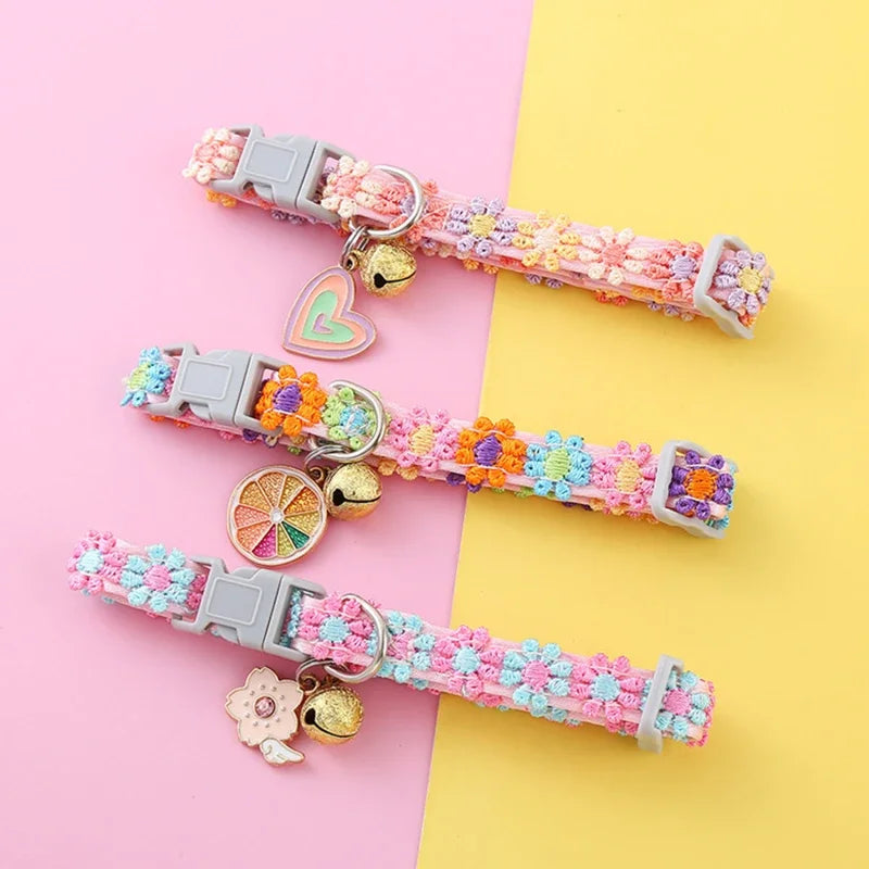 Embroidered Cat Collar with Bell – Breakaway Safety Buckle