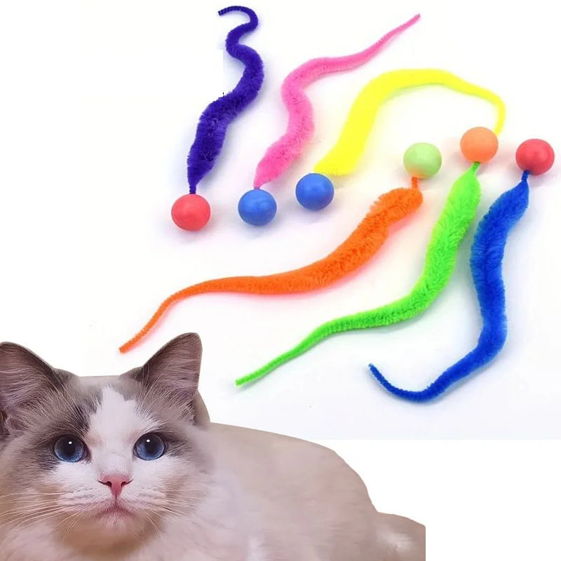 Interactive Cat Ball Toy – Colorful Bouncing Worm Toy