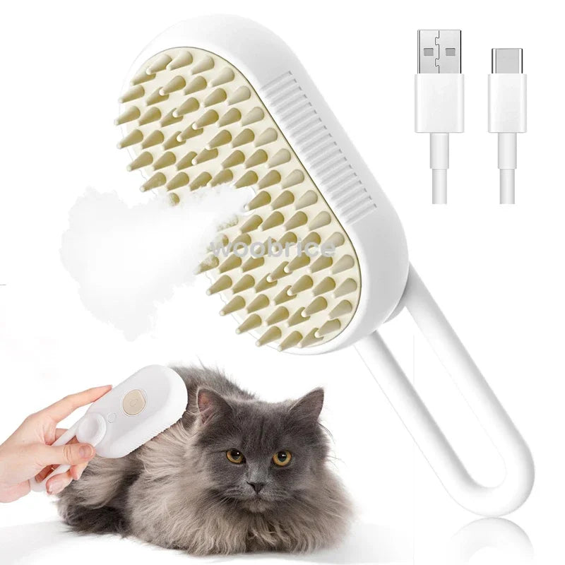 Cat Steam Brush 3-in-1 Pet Grooming Brush for Loose Hair & Tangles
